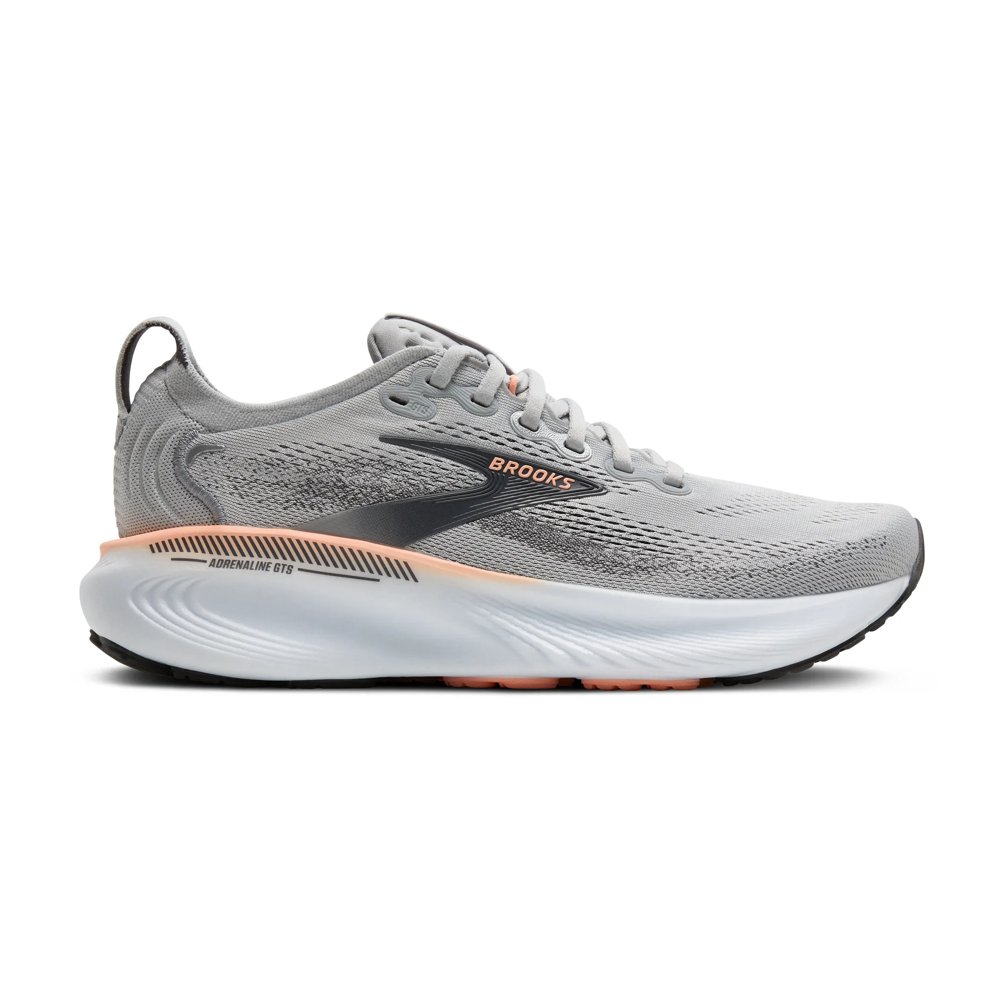 Brooks Women's Adrenaline GTS 25 - Grey/Blackened Pearl/Coral - Image 3