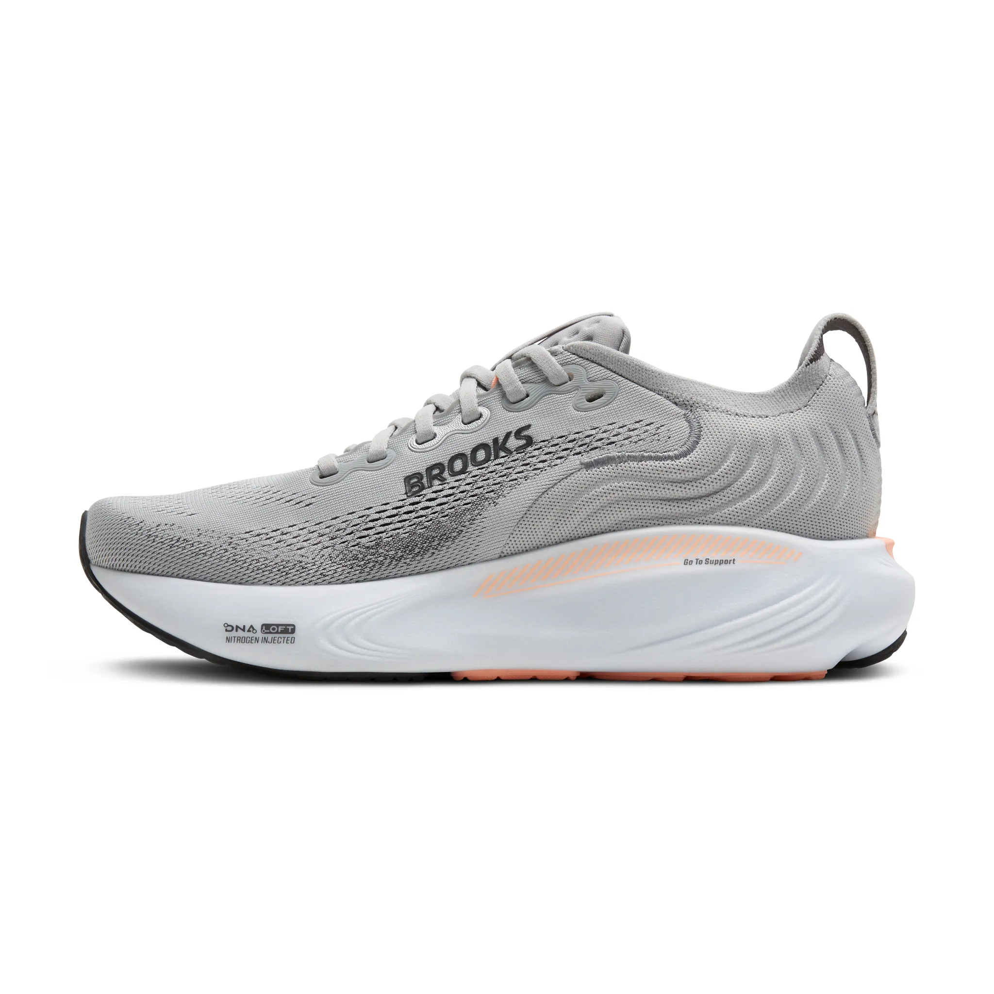 Brooks Women's Adrenaline GTS 25 - Grey/Blackened Pearl/Coral - Image 4