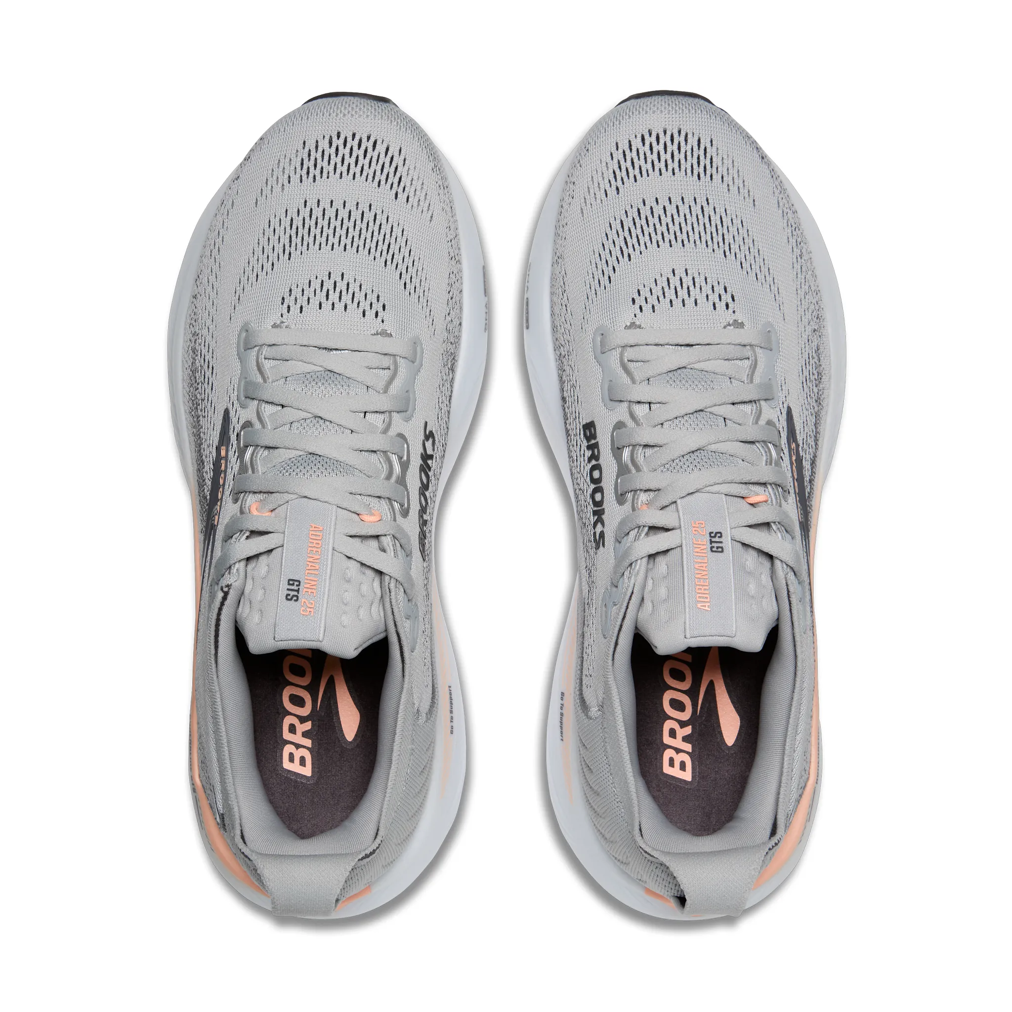 Brooks Women's Adrenaline GTS 25 - Grey/Blackened Pearl/Coral - Image 5