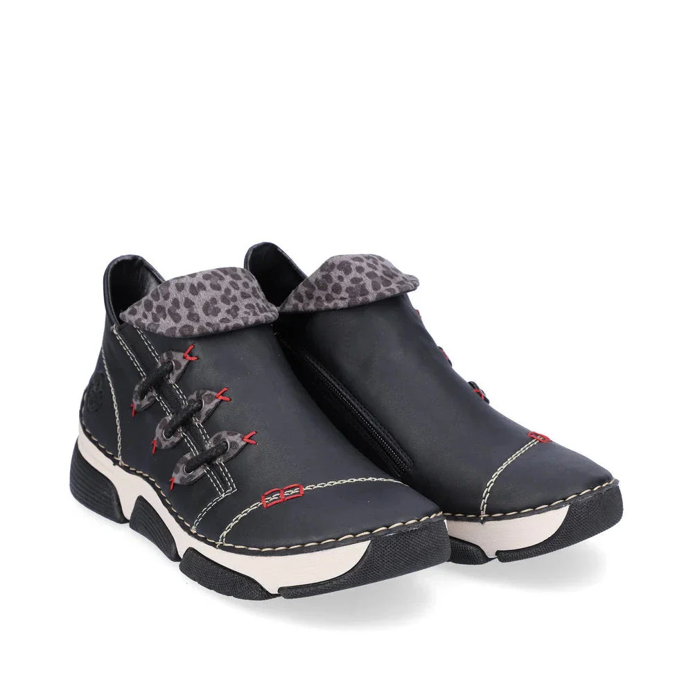 Rieker Women's Angela 83 Booties - Black/Leopard Grey - Image 2
