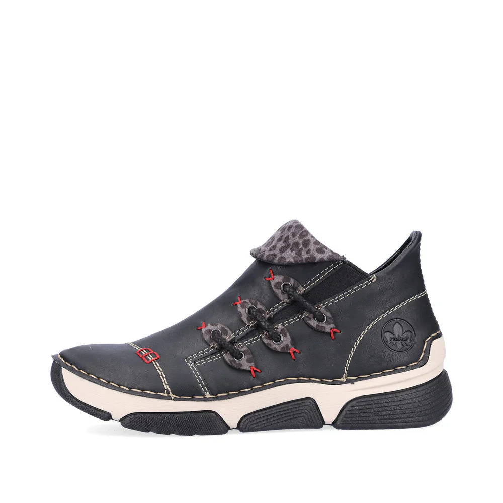 Rieker Women's Angela 83 Booties - Black/Leopard Grey - Image 3
