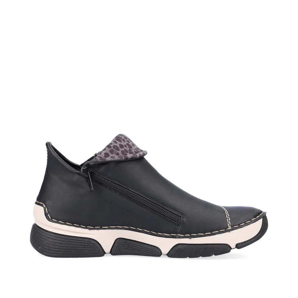 Rieker Women's Angela 83 Booties - Black/Leopard Grey - Image 4