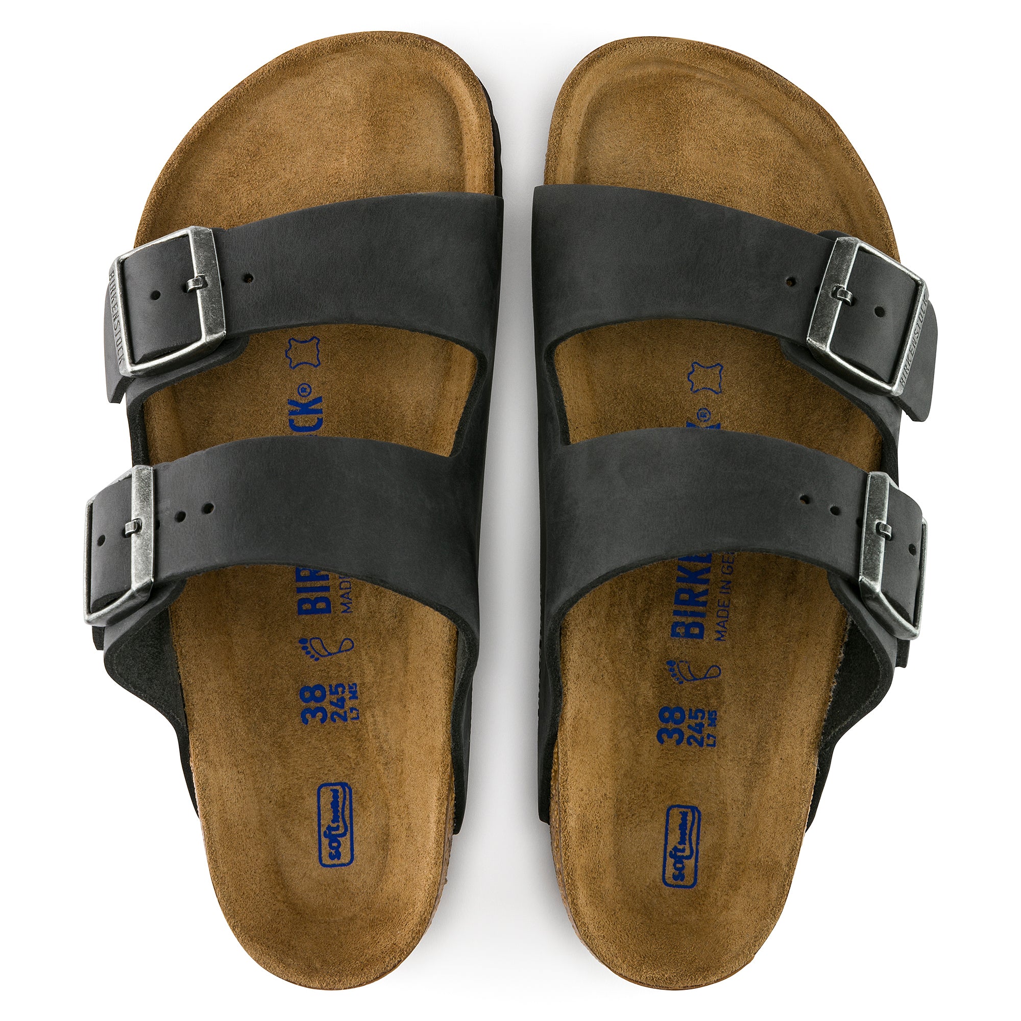 Birkenstock Unisex Arizona Soft Footbed Oiled Leather Sandal - Black - Image 3