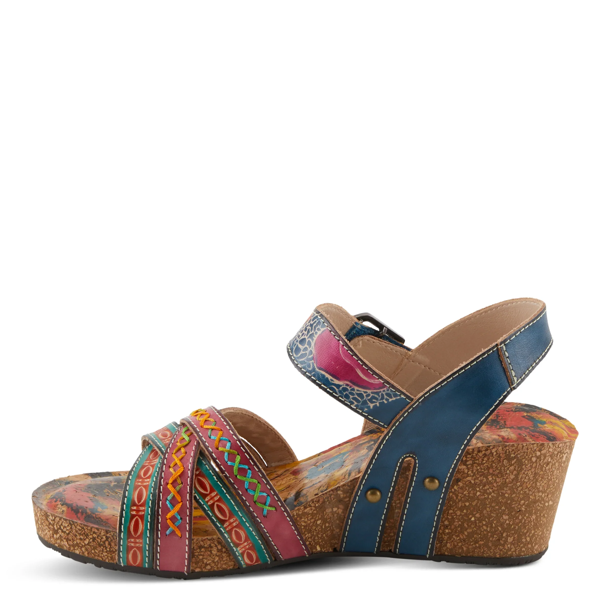 L'artiste by Spring Step Women's Bosquet Wedge Sandals - Navy Multi - Image 2