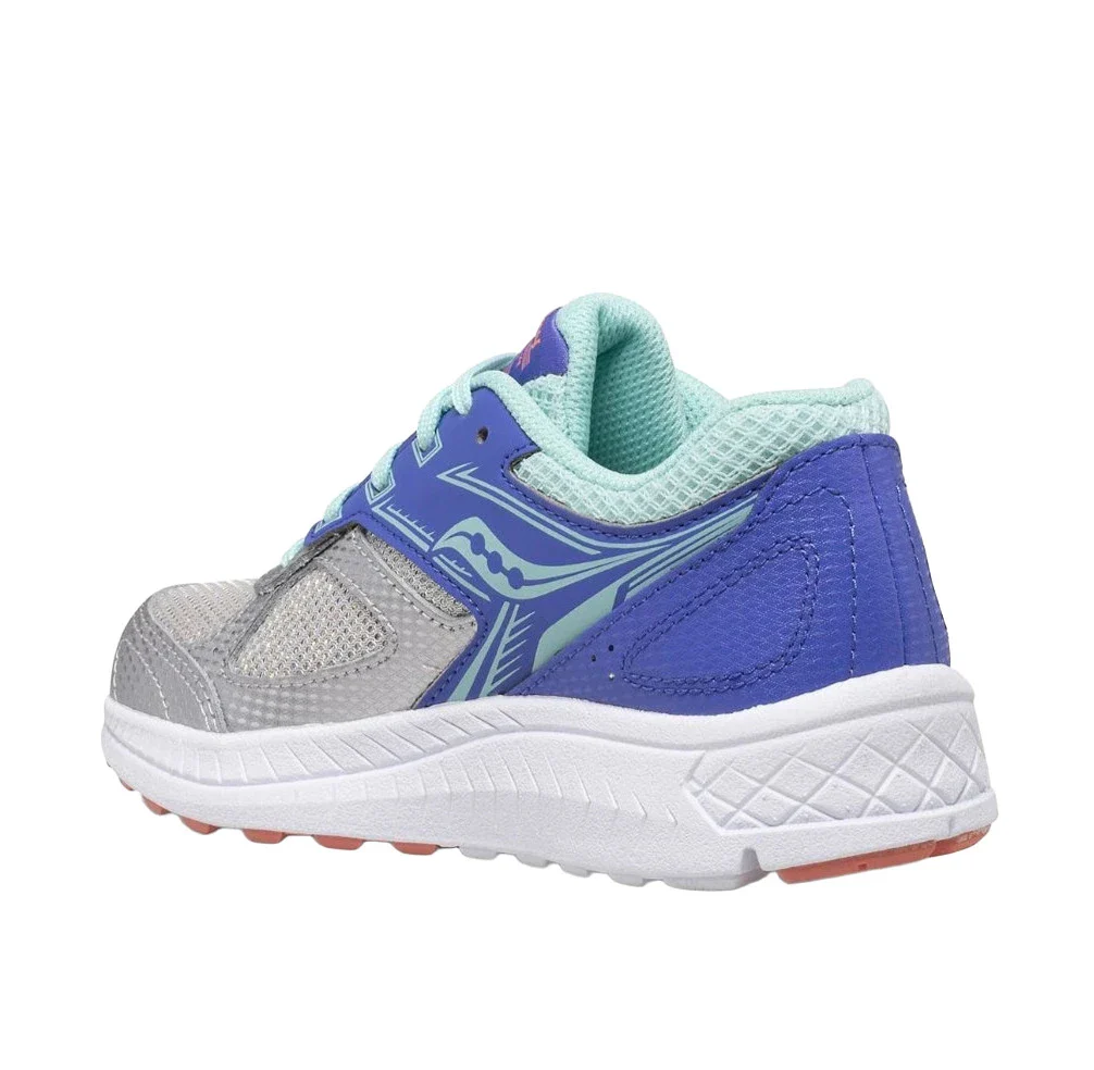 Saucony Big Kid's GIRLS Cohesion 14 Sneakers - Light Silver/Periwinkle/Turquoise - Image 4