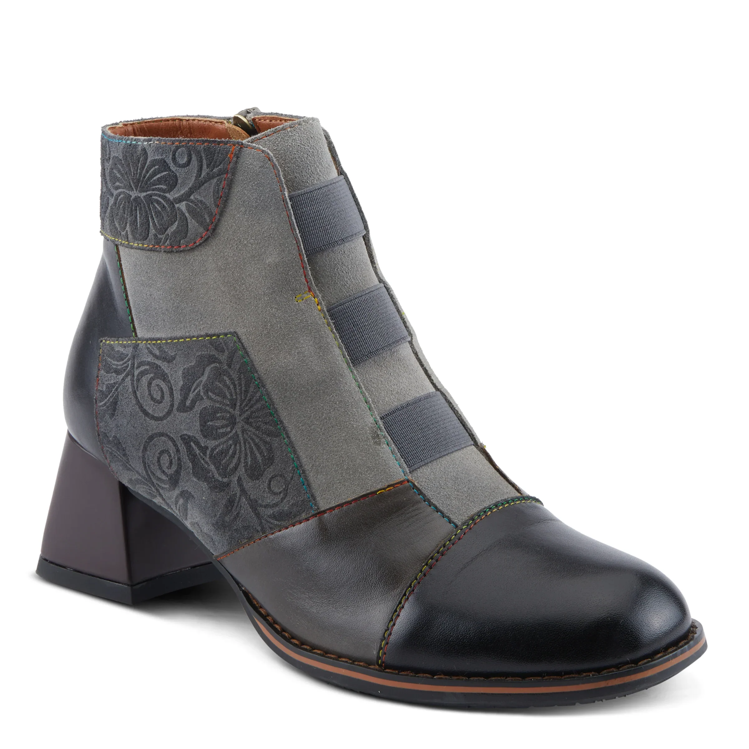 L'Artiste by Spring Step Women's Copine Chunky Heel Bootie - Black Multi