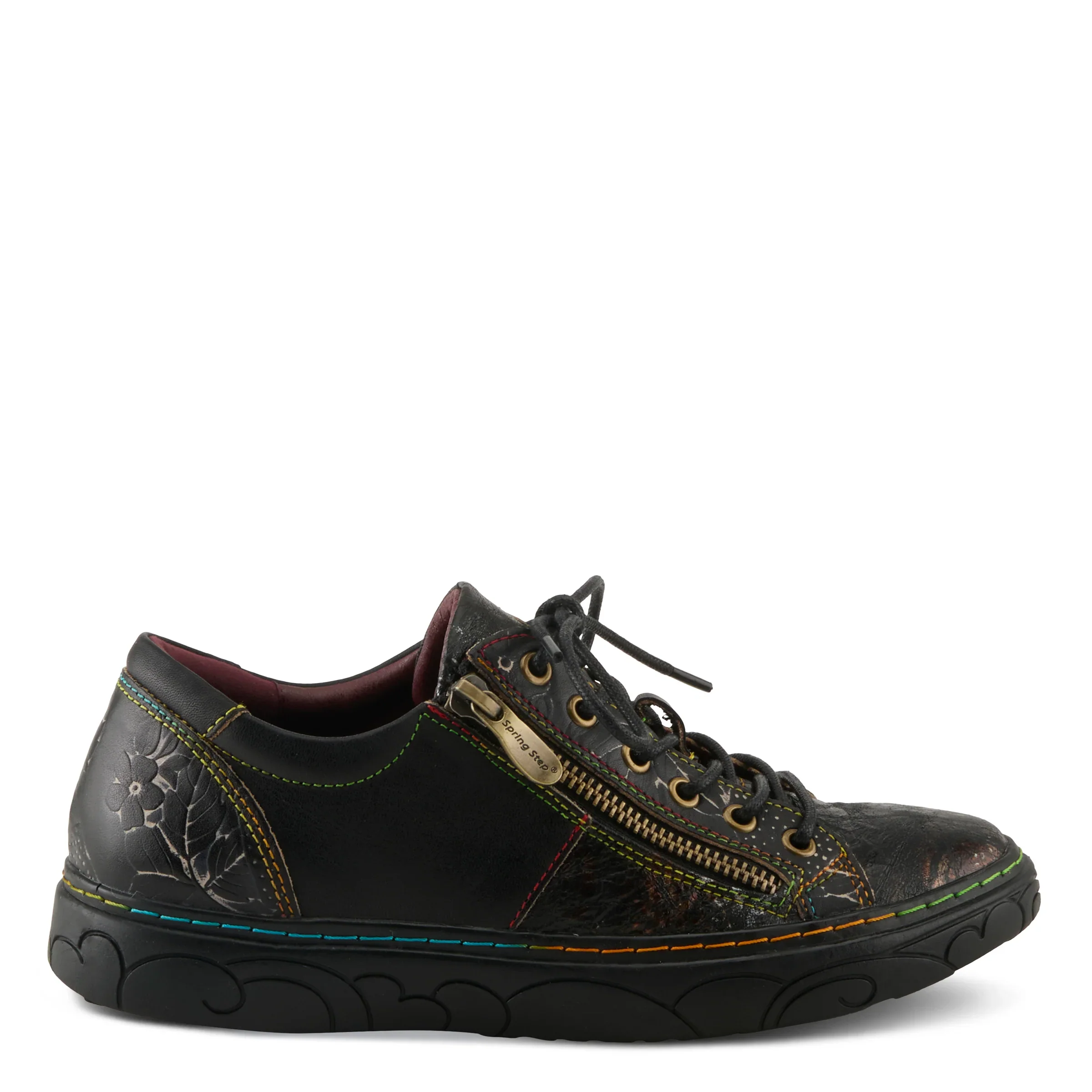 L'Artiste by Spring Step Women's Danli Leather Zipper Sneaker - Black Multi - Image 3
