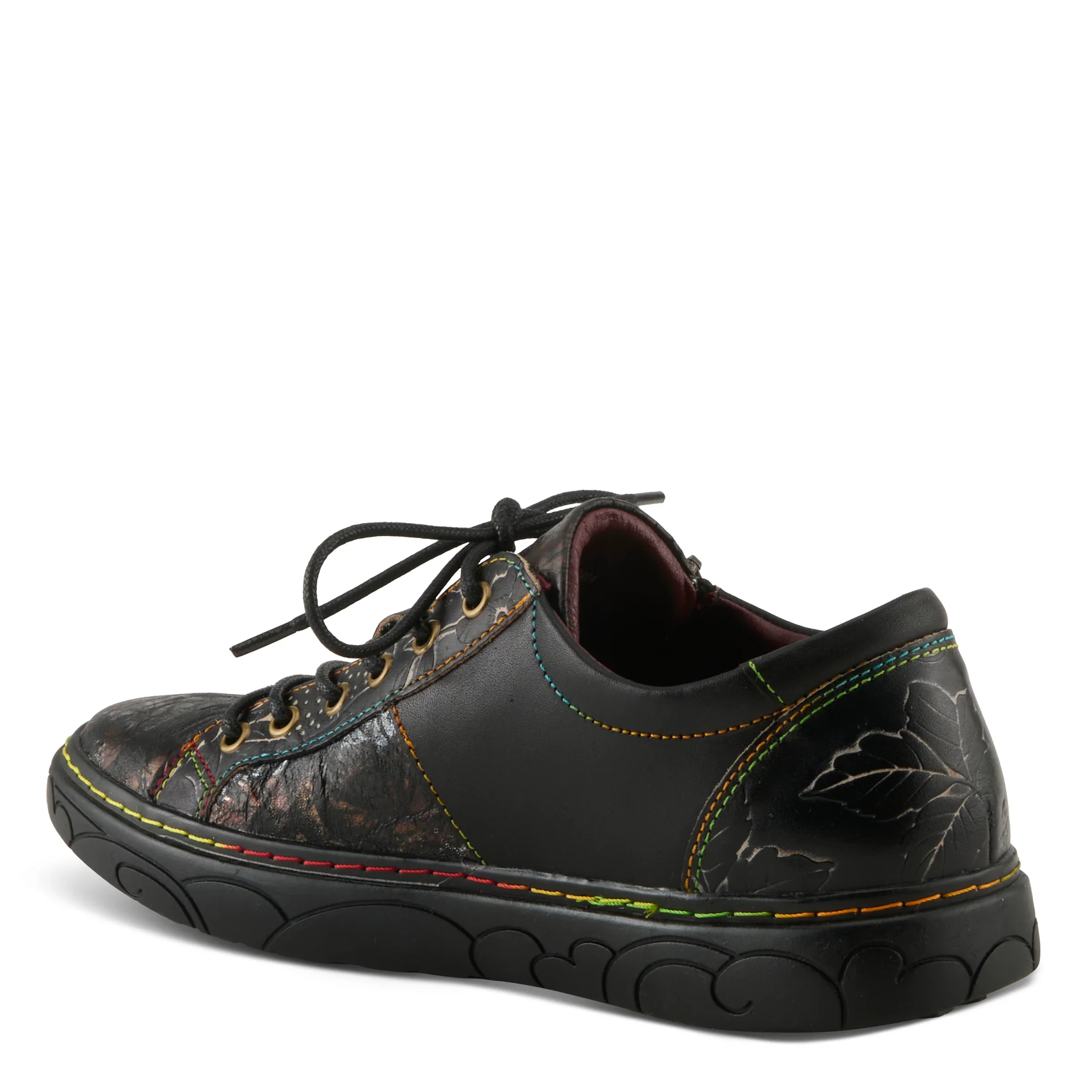 L'Artiste by Spring Step Women's Danli Leather Zipper Sneaker - Black Multi - Image 4