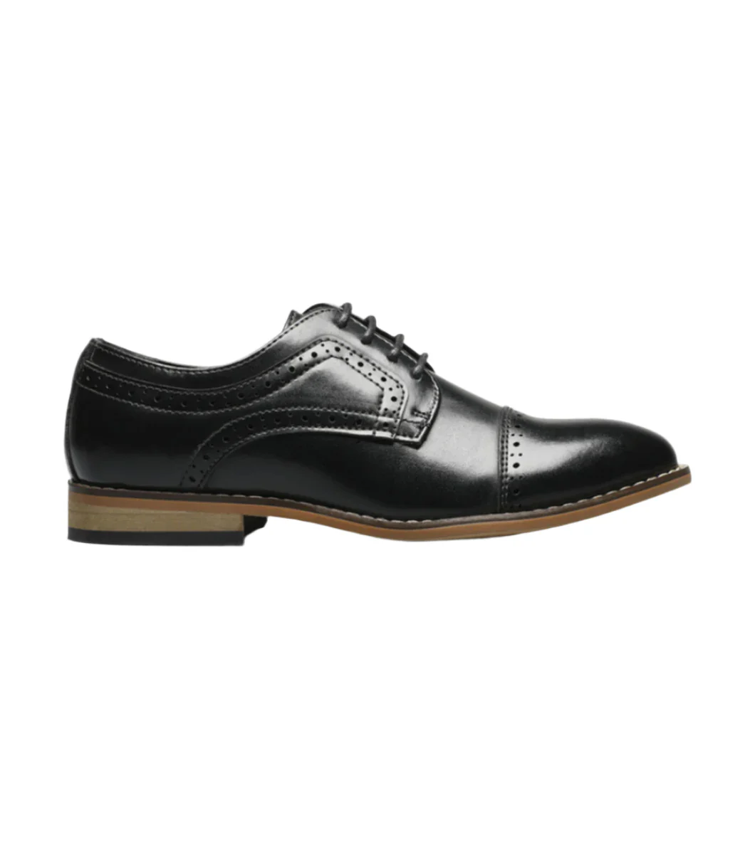 Stacy Adams Kid's Dickinson Cap Toe Oxford Dress Shoes- Black - Image 2