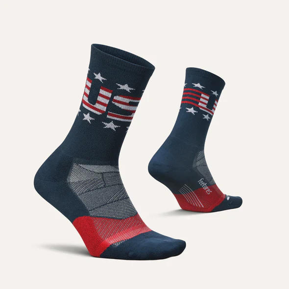 Feetures Women's Elite Mini Crew (Light Cushion) Sock - USA Navy - Image 2