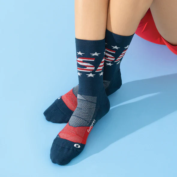 Feetures Women's Elite Mini Crew (Light Cushion) Sock - USA Navy - Image 3