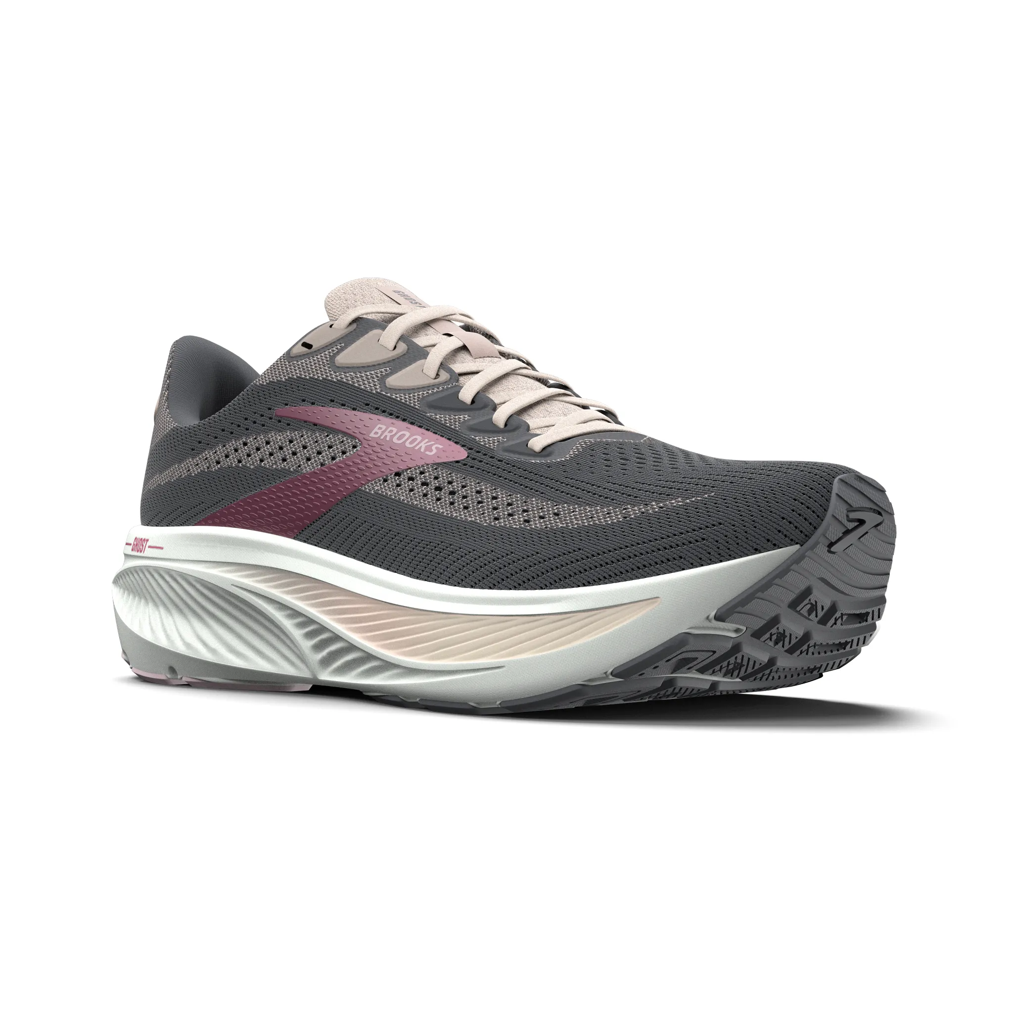 Brooks Women's Ghost 17 Dynamic Road Running Sneaker - Poppy Seed/Pink/Blue Wash