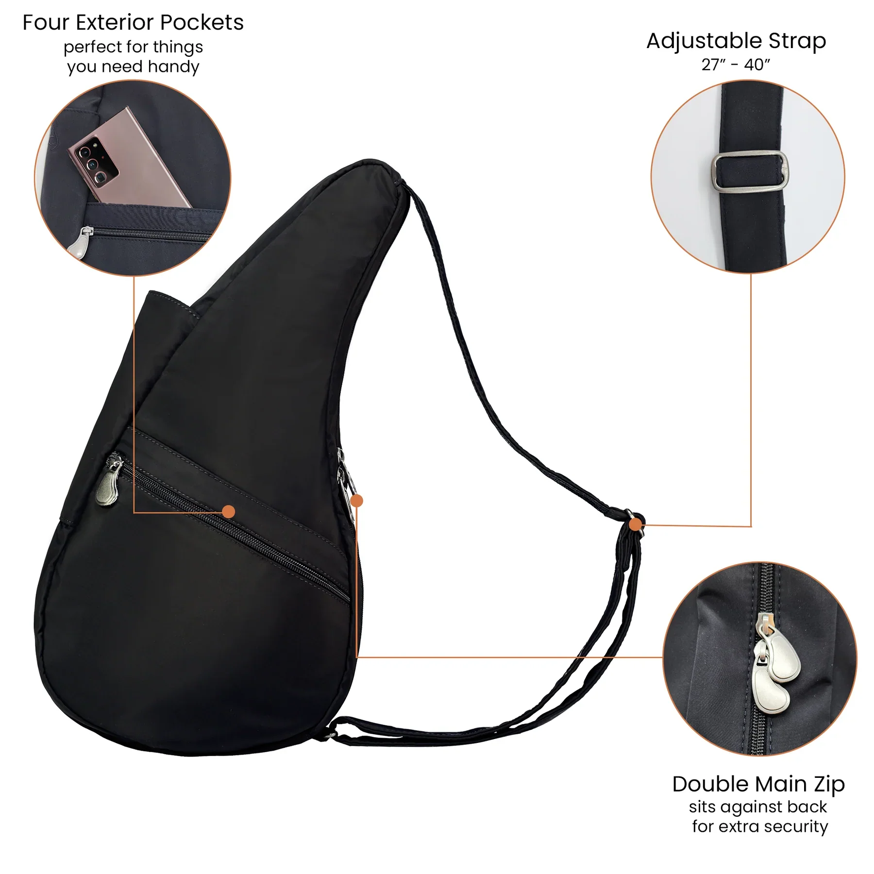 Ameribag 17" Microfiber Healthy Back Bag Tote® (Small) - Black - Image 4