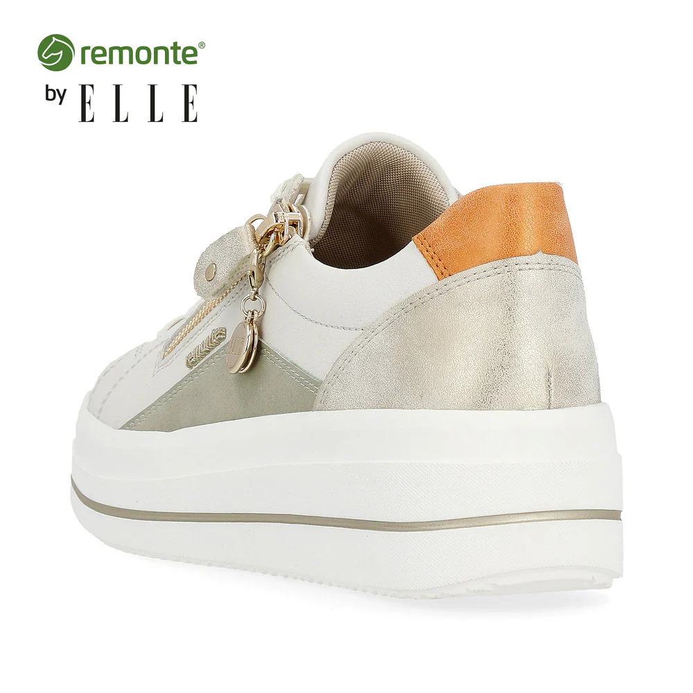Remonte by Rieker Women's Julika Leather Low-Top Sneaker - Off White/Salbei/Muschel/Orange - Image 5