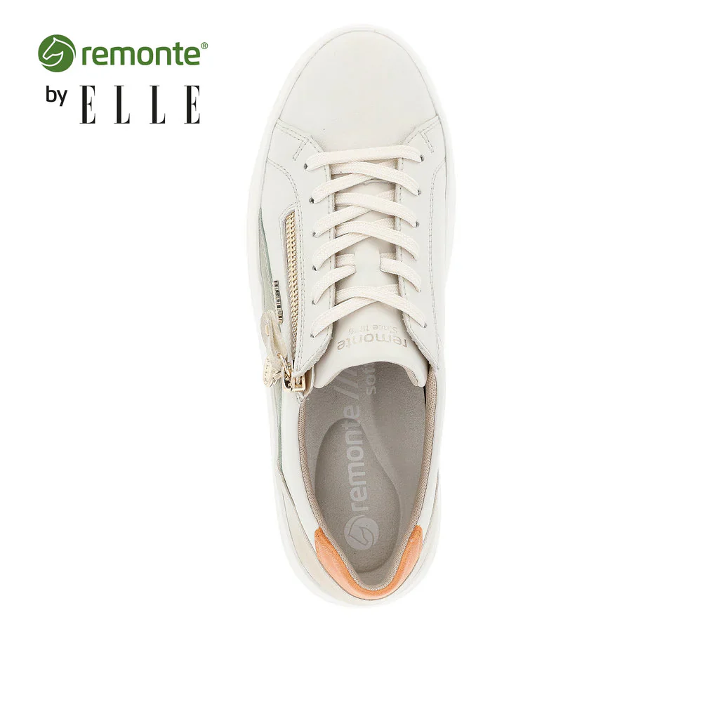 Remonte by Rieker Women's Julika Leather Low-Top Sneaker - Off White/Salbei/Muschel/Orange - Image 7