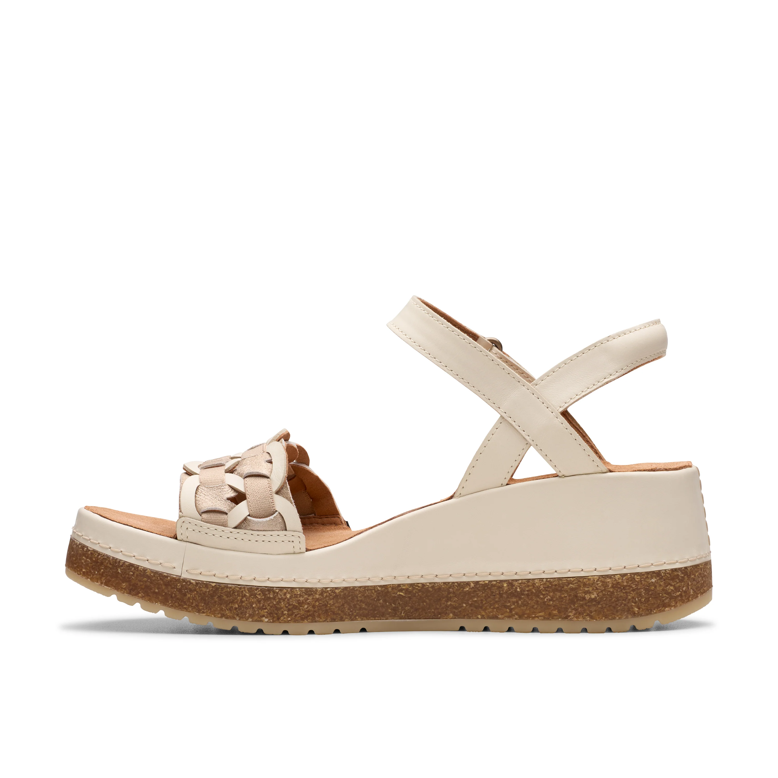 Clarks Women's Kassanda Bar Wedge Sandal - Creme Multi - Image 2