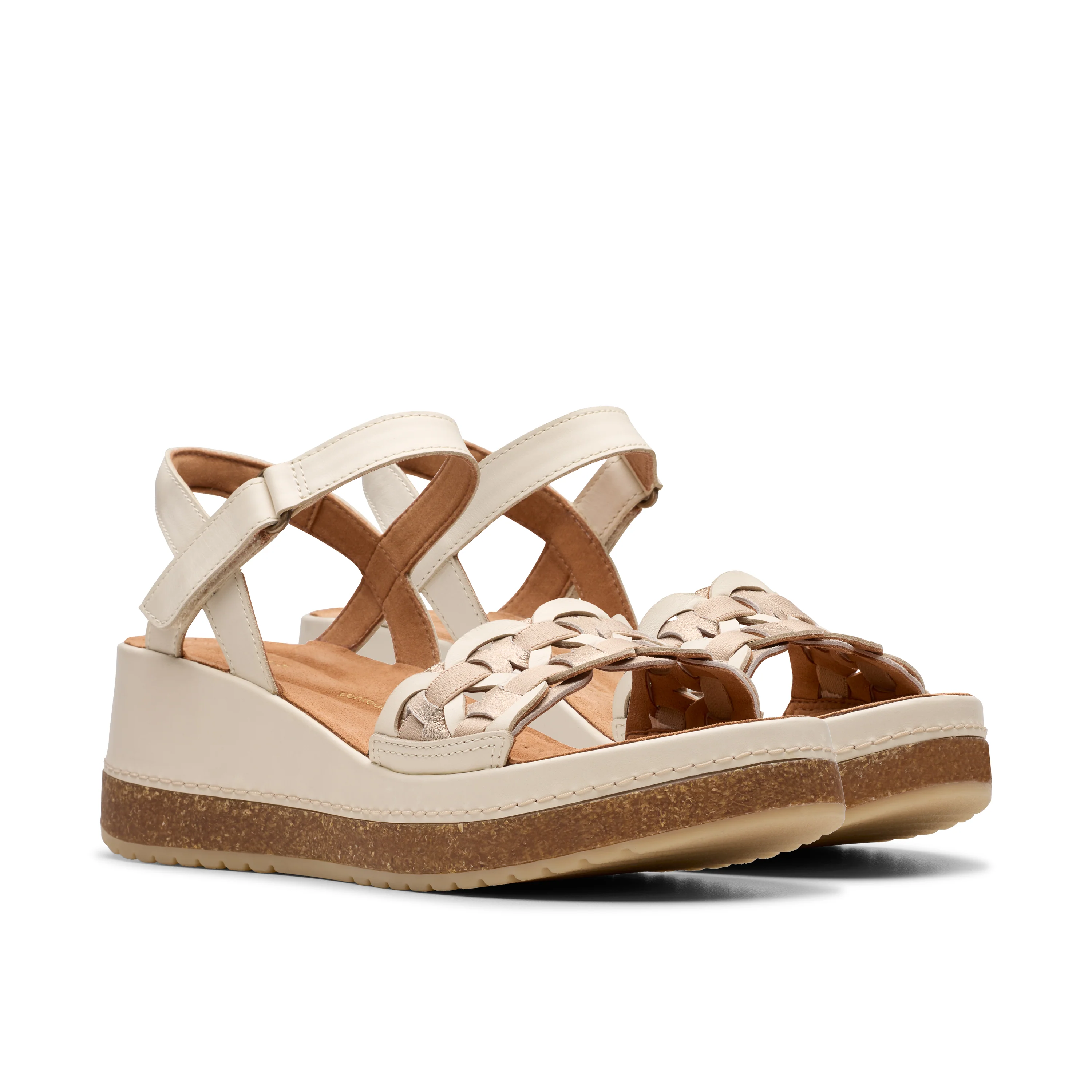Clarks Women's Kassanda Bar Wedge Sandal - Creme Multi - Image 4