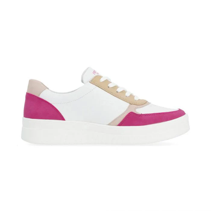 Remonte by Rieker Women's Pearl White Leather Sneakers - Magenta/Weiss/Rose/Tan/Salmon - Image 2