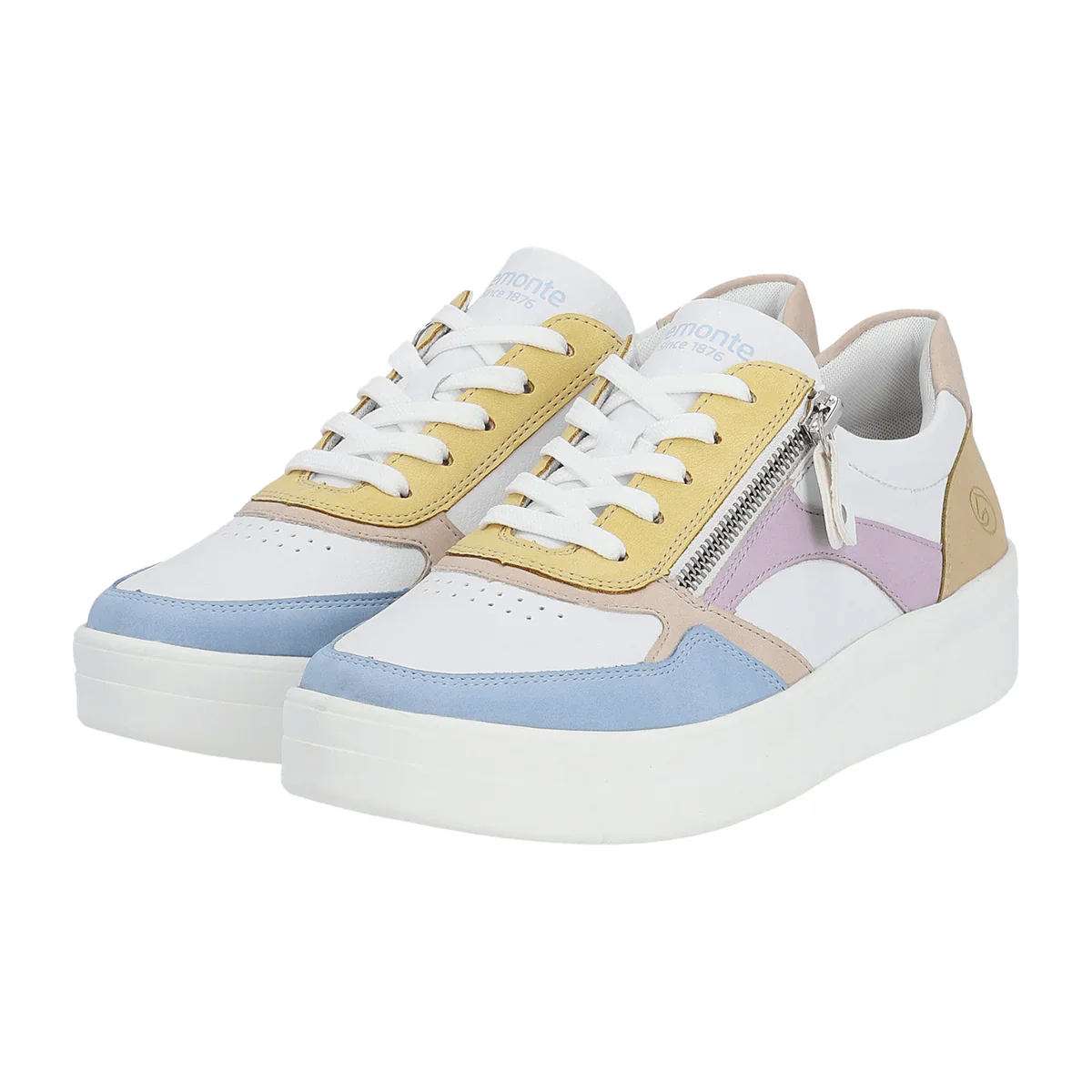 Remonte by Rieker Women's Pearl White Leather Sneakers - Aqua/Weiss/Rose/Sun/Mauve/Tan - Image 4