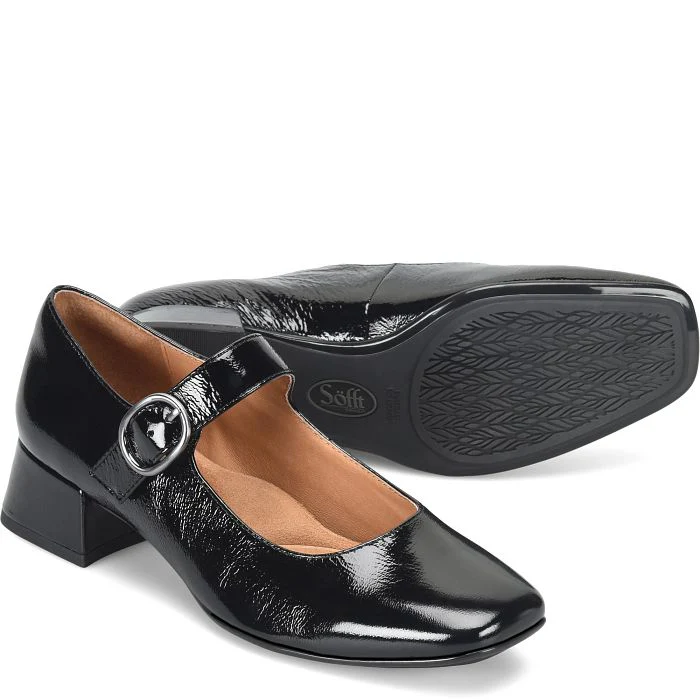 Sofft Women's Laura Heeled Mary Jane Shoe - Black Patent - Image 8