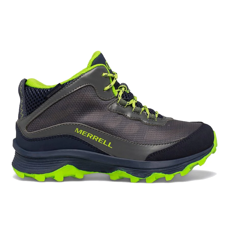 Merrell Kids' Moab Speed Mid Waterproof - Navy/Grey/Lime - Image 5
