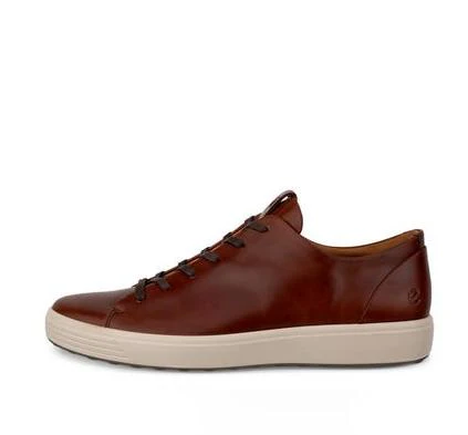 ECCO Men's Soft 7 Plain Lace Sneaker - Cognac - Image 4