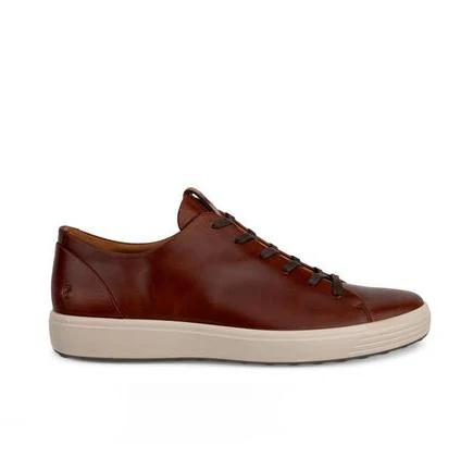ECCO Men's Soft 7 Plain Lace Sneaker - Cognac - Image 5