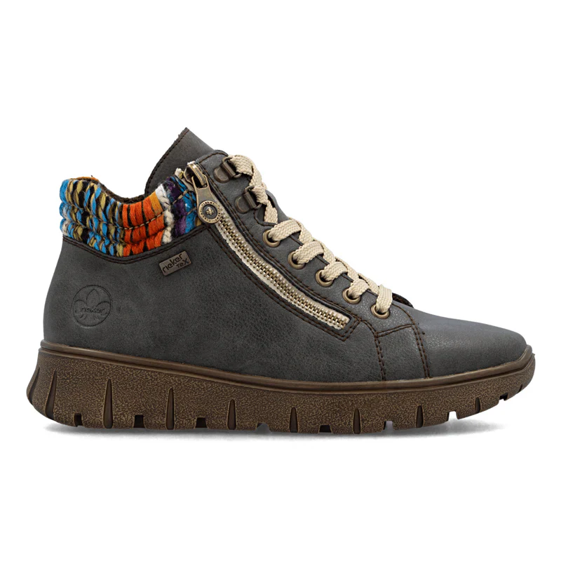 Rieker Women's Sweater Cuff Waterproof Boots - Basalt/Orange Multicolor - Image 2