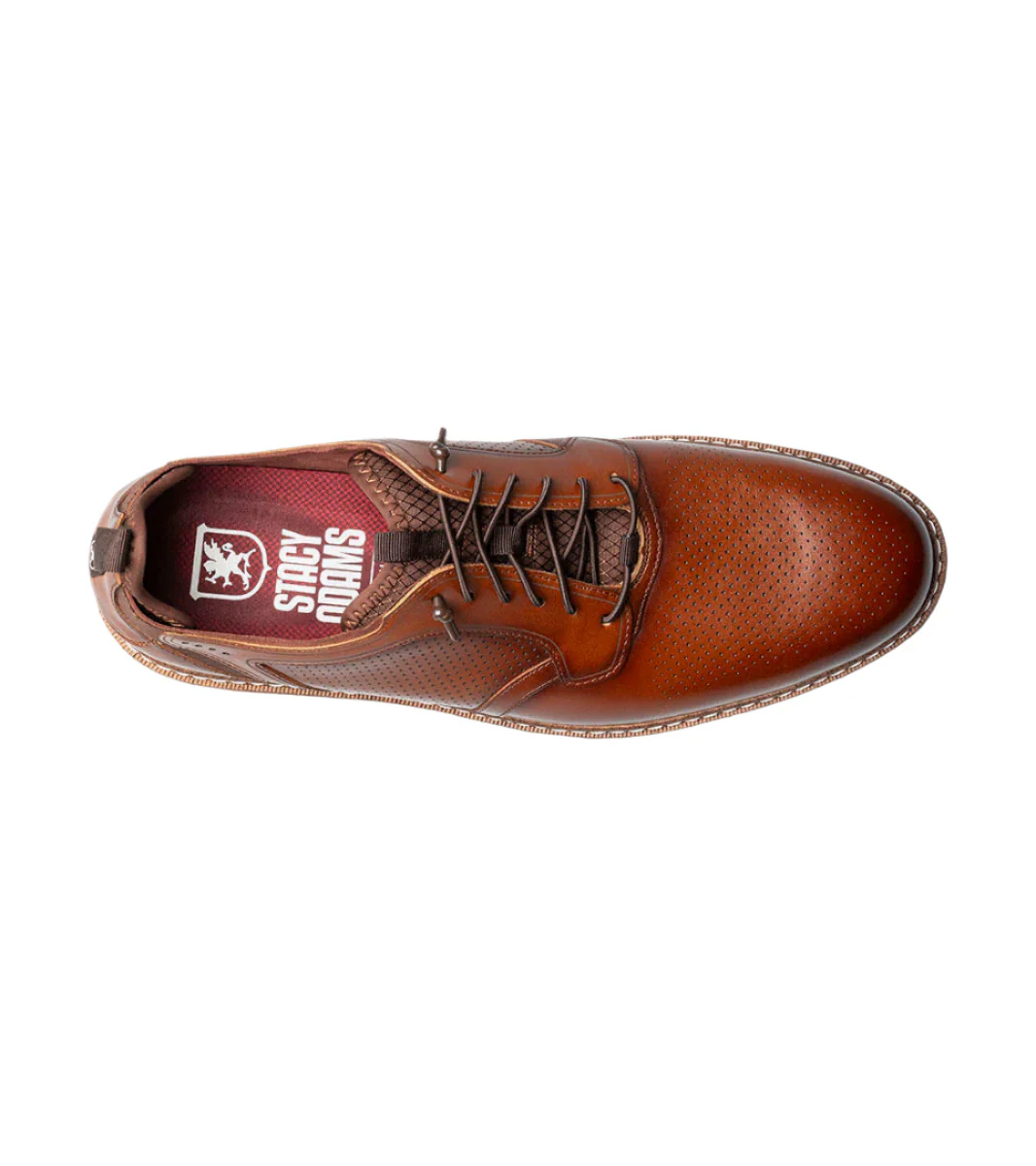 Stacy Adams Men's Sync Plain Toe Elastic Lace Up Casual Loafer - Cognac - Image 6