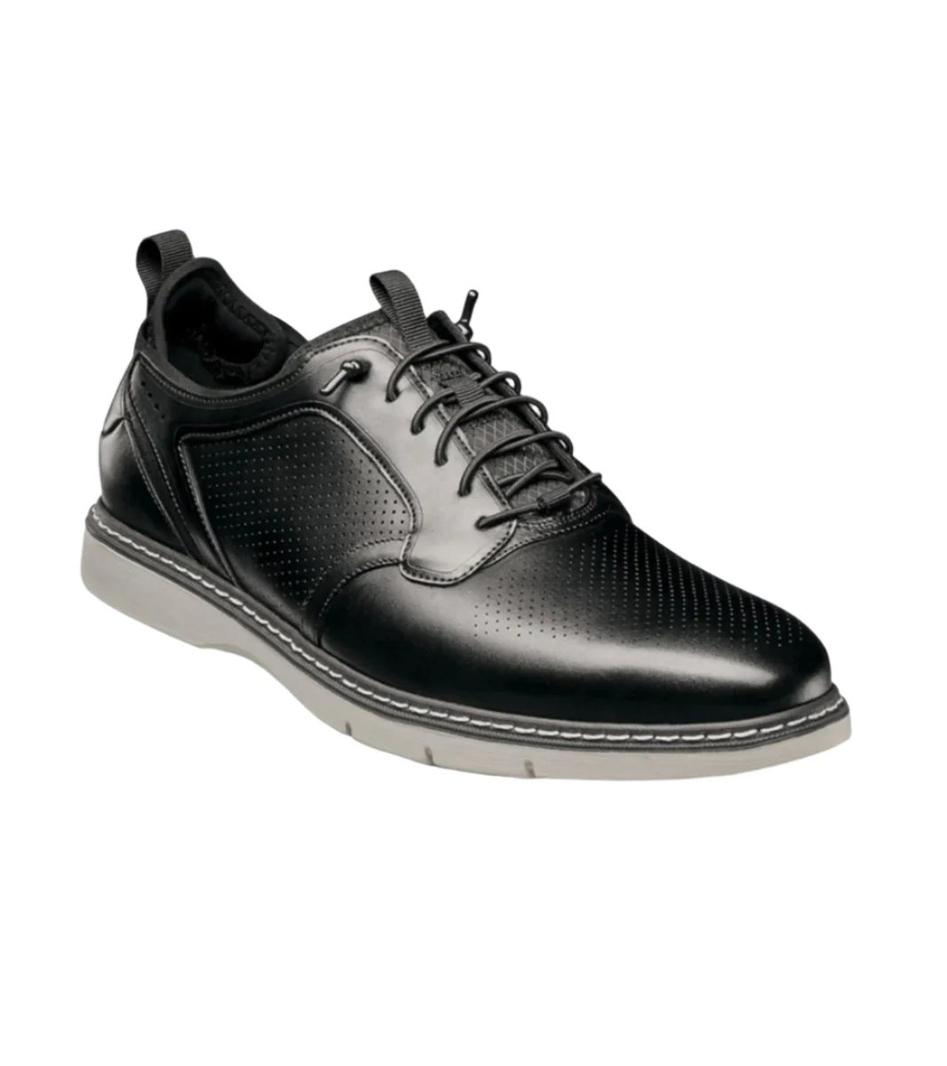 Stacy Adams Men's Sync Plain Toe Elastic Lace Up Casual Loafer - Black