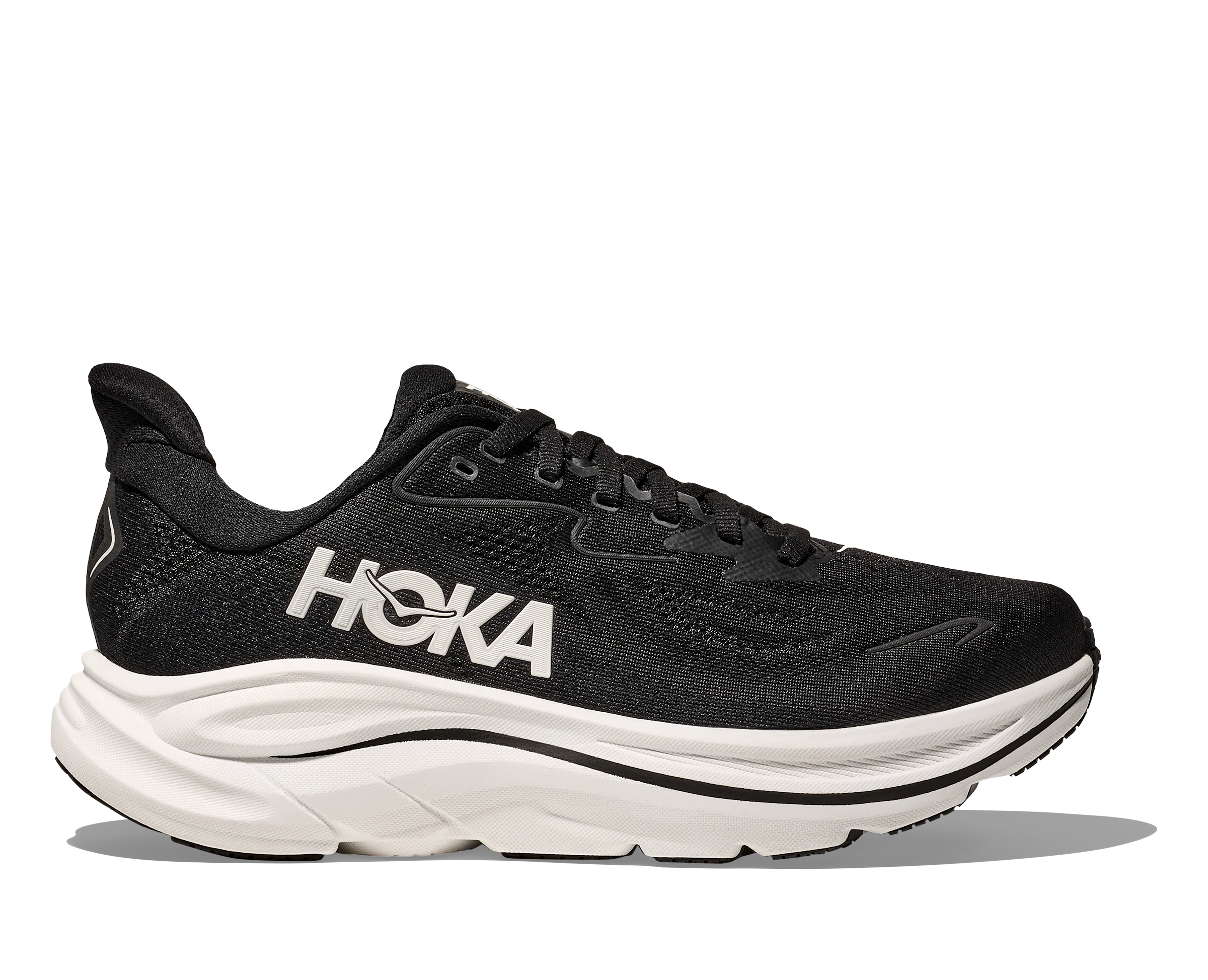 HOKA Women's Clifton 10 Cushioned Running Shoe - Black/White - Image 3