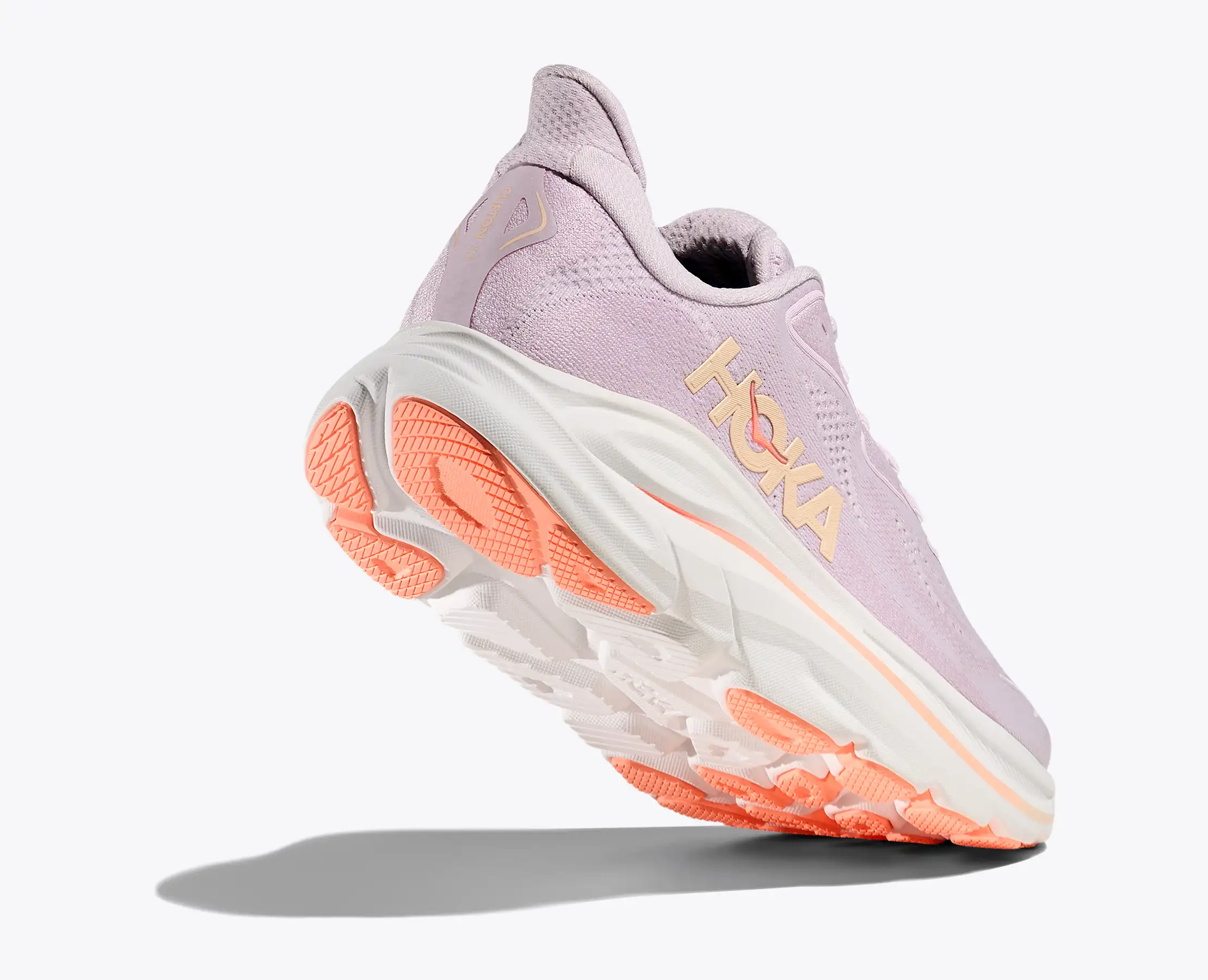 Hoka Women's Clifton 10 Sneakers- Lilac cream / tangerine glow - Image 3