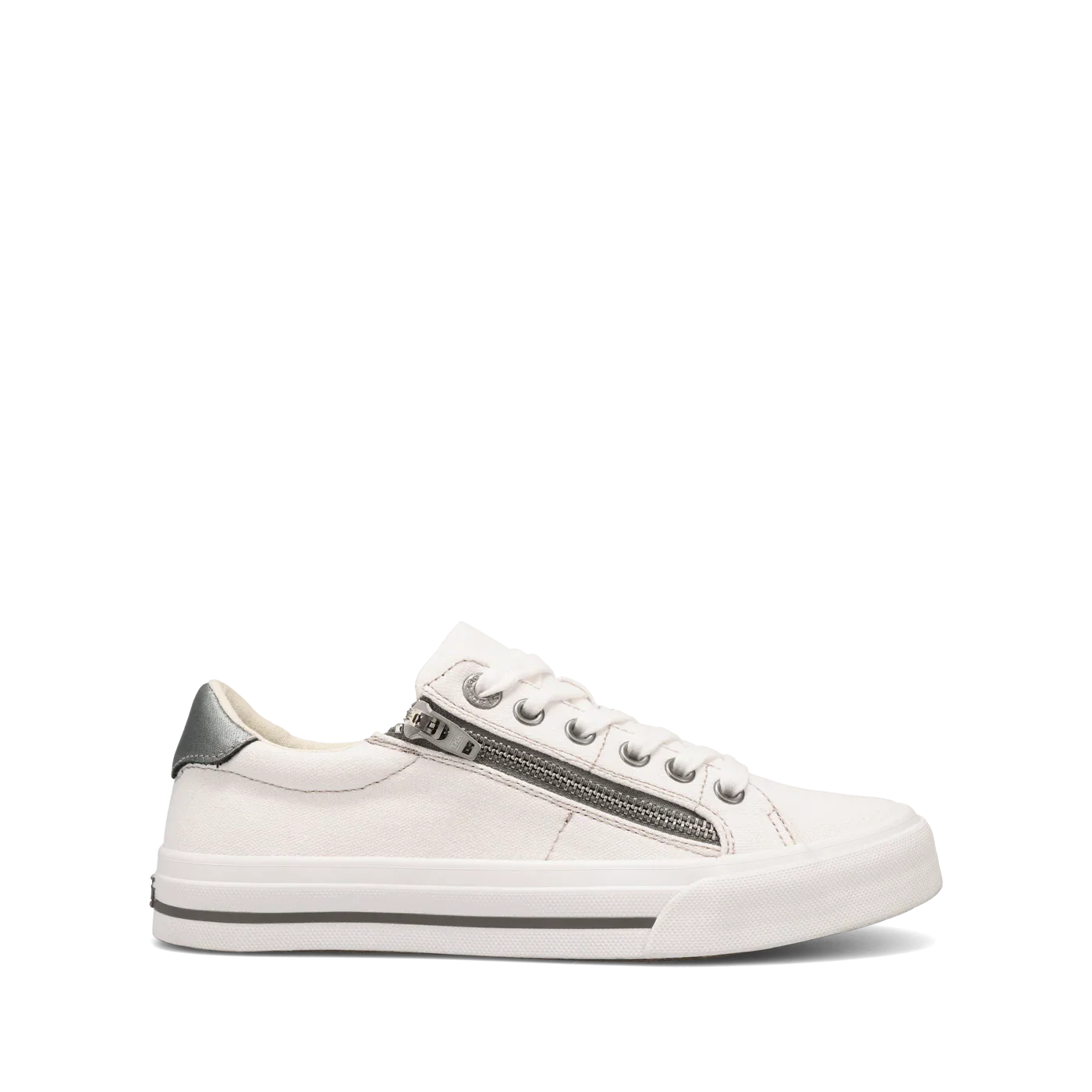 Taos Women's Z Soul Side Zip Sneaker - White/Pewter - Image 2